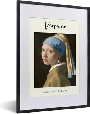 Produktbild von MuchoWow® Gerahmtes Poster Mädchen mit Perlenohrring - Vermeer - Kunst 30x40 cm - Poster mit Schwarzem Bilderrahmen Wandposter Rahmen Foto Bilder - Wandposter Schlafzimmer