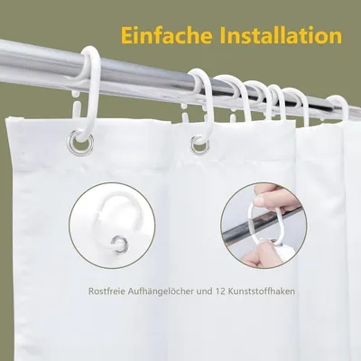 Duschvorhang 180 x 200 cm Polyester Wasserdicht und Schnell trocknend mit Muster