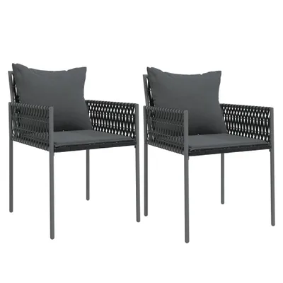 Produktbild von Gartenstühle mit Kissen 2 Stk. Schwarz 54x61x83 cm Poly Rattan