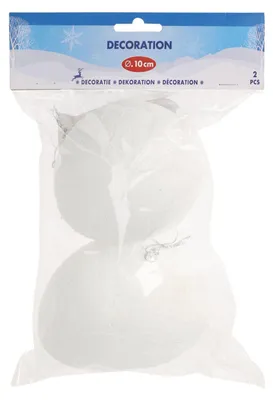 Obrázok produktu pre Vianočný prívesok Snehová guľa 10cm, 2ks.