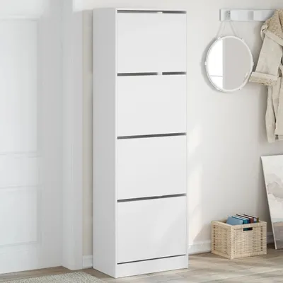 Obrázek produktu pro Botník bílý kompozitní dřevo bílá 60 x 34 x 187.5 cm