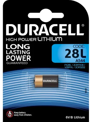 Immagine prodotto di Duracell Photo 28L, ossido di nichel (NiOx), cilindrica, 6 V, 84 mm, 14 mm, 119 mm
