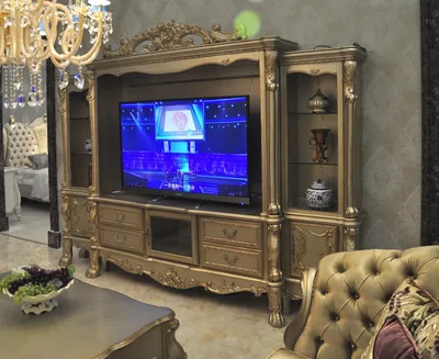 Image de Wohnzimmer Anbau Medien Wand Fernsehwand Fernsehschrank Wohnwand Barock Rokoko
