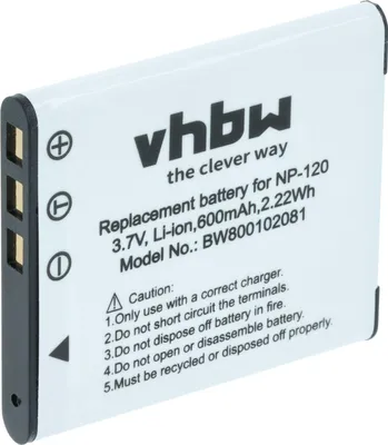 Produktbild von vhbw Akku Ersatz für Casio NP-120 für Kamera (550 mAh, 3,6 V, Li-Ion)