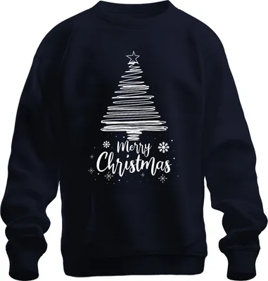 Produktbild von Merry Christmas Weihnachtsbaum Sketch - Weihnachten Weihnachtsgeschenk Christmas Uni Weihnachtspullover, Navy, L