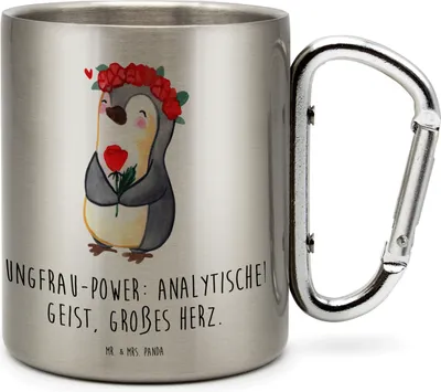 Produktbild von Mr. & Mrs. Panda Thermobecher Jungfrau Astrologie - Transparent - Geschenk, Geburtstagsgeschenk, Sternzeichen, Edelstahl, Becher Aus, Isolierbecher, Metallbecher
