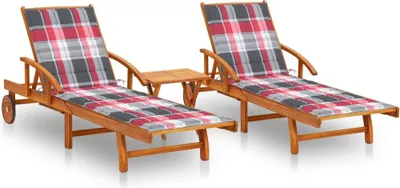 Produktbild von Maison Exclusive - Sonnenliegen 2 Stk. mit Tisch und Auflagen Massivholz Akazie
