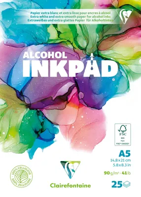 Produktbild von Clairefontaine 5x Alcohol Inkpad, Block A5, 25 Blatt 90g, extraweiß 976106C
