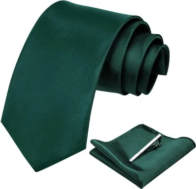 Produktbild von Grünes Krawatten Set Geschenke für Männer Herren Krawatten 3 teiliges Set mit Einstecktuch Krawattenklammer Schmale Krawatte 8 cm für Männer