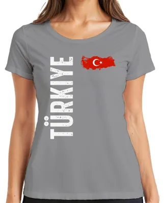 Produktbild von Türkei Flagge Fußball Fan WM Weltmeisterschaft 2026 Damen T-Shirt, Grau, 3XL
