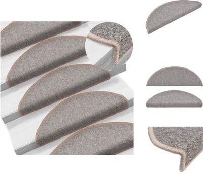 Immagine prodotto di vidaXL 15 pezzi Tappetini per scale marrone chiaro 65 x 24 x 4 cm - Tappetini per gradini
