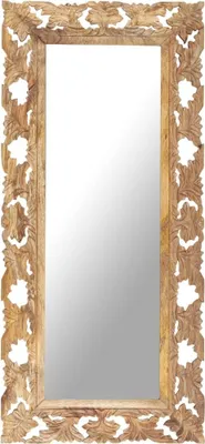 Obrázek produktu pro Ručně vyřezávané zrcadlo hnědé 110 x 50 cm masivní mangovník