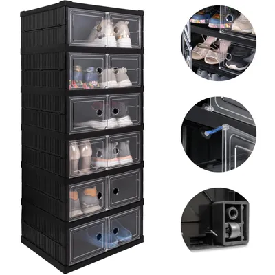 Produktbild von Verda Schuhschrank – Schuhregal und Schuh Organizer aus Kunststoff mit magnetischer Tür, Schuhe und Stiefel, ideal zur Schuhaufbewahrung im Flur