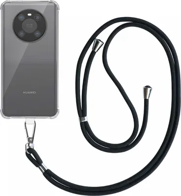 Produktbild von Smartphonica Handytasche geeignet für Huawei Mate 40 Pro Transparent Stoßfest mit abnehmbarem Universal Telefon Lanyard - Backcover Fall Silikon ShockProof mit Lanyard