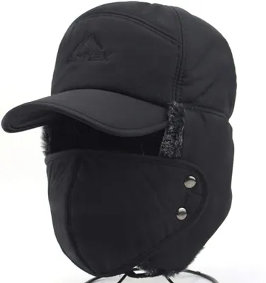 Produktbild von Herren Winter Fliegermütze Trappermütze Winddicht Warm Wintermütze mit Ohrenklappen Männer Baseball Cap Schirmmütze für Snowboarden Skaten Radfahren