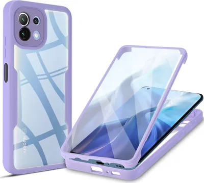 Image de Xiaomi Mi 11 Lite Housse de protection, Protection d'écran intégrée 360 degrés Housse de protection complète pour Xiaomi Mi 11 Lite Lila