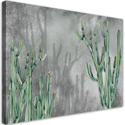 Produktbild von Leinwandbild Großer Wüstenkaktus 100x70 Feeby Grau bild für die wand bereit zum aufhängen