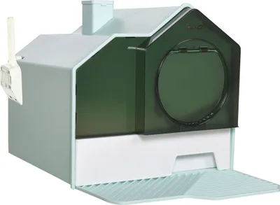 Produktbild von PawHut Katzentoilette Katzenklo mit Bodenwanne, Schaufel, Filter, Toilette mit Haube für Katzen bis 5 kg, ABS, Kunststoff, Hellblau 47 x 45 x 42 cm