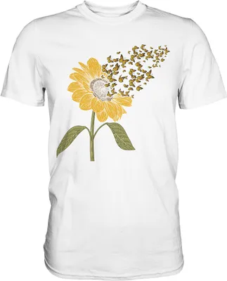 Produktbild von Schmetterlinge Sonnenblume T-Shirt – White / L