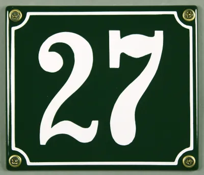 Produktbild von Hausnummernschild 27 grün 12x14 cm Schild Emaille Hausnummer Haus Nummer Zahl Ziffe