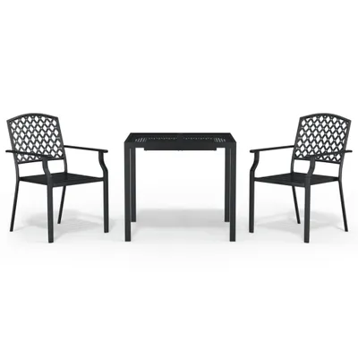 Image de Ensemble à manger de jardin 3 pcs anthracite acier