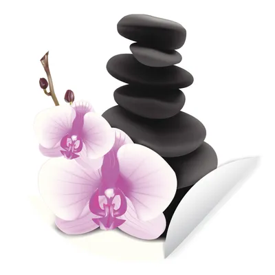Produktbild von MuchoWow® Runde Wandtattoo - Wandsticker Tapete Aufkleber Orchidee neben den Zen-Steinen Ø 30 cm Selbstklebend und Repositionierbar - Wandaufkleber - Kreis - Wandbild - Fototapete - Selbstklebend - Dekoration - Wandschmuck - Schlafzimmer