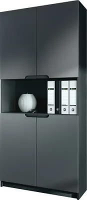 Produktbild von Vladon Büroschrank Logan V2,  Germany, Aktenschrank mit 5 Fächern und 4 Türen, Schwarz matt/Graphit Seidenmatt (82 x 184 x 37 cm)