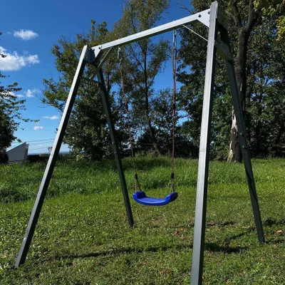 Immagine prodotto di Altalena per bambini Potenza con seggiolino Altalena zincata con portata fino a 200 kg Altalena per bambini Altalena da giardino 206x159cm I Blu
