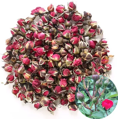 Produktbild von Natürliche, tiefrote Rosenknospen und Rosenblätter – 225g