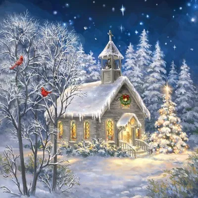 Produktbild von 20 Servietten Winter Church - Kirche im Winter 33x33cm