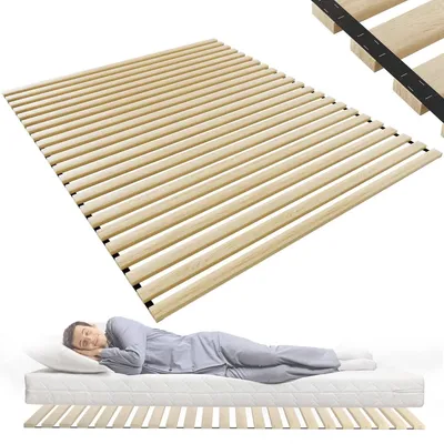 Image de Sommier à lattes - Sommier enroulable 160 x 200 cm - Bois de sapin - 23 lattes