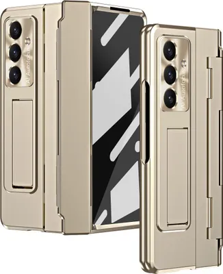 Obrázek produktu pro Pouzdro na Samsung Galaxy Z Fold 7 s ochranou displeje a objektivu, galvanizované pouzdro se stojánkem Zlato
