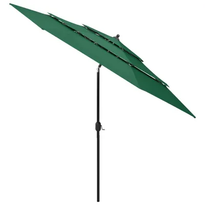 Zdjęcie produktu dla vidaXL Parasol z aluminiowym masztem 3-warstwowy zielony 3 m