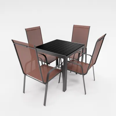 Produktbild von Gartenmöbel Set Alu Tisch 5-tlg. 4x Stapelsessel Essgruppe Gartenset schokobraun Sitzgruppe