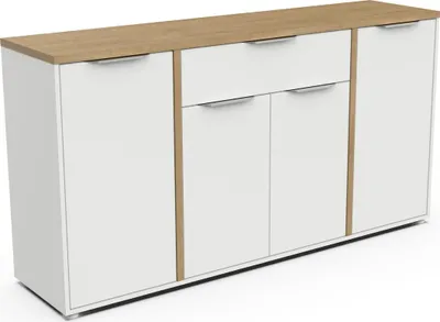 Produktbild von ACCESS Sideboard – 4 Türen + 1 Schublade – Hamilton-Eiche und Weiß – 160,7 x 39,6 x 85,6 cm