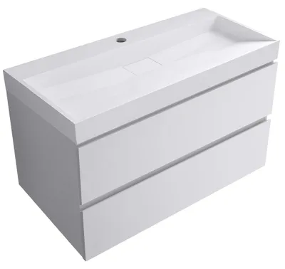 Immagine prodotto di CERANO - Mobile da bagno Carole - bianco opaco + lavabo in marmo lit. Vita - bianco opaco - con foro - 100x58x46 cm