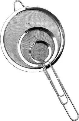 Immagine prodotto di Colino in acciaio inossidabile con manico, argento, dimensioni 19/25/36,5 cm, rete intrecciata per una setacciatura fine