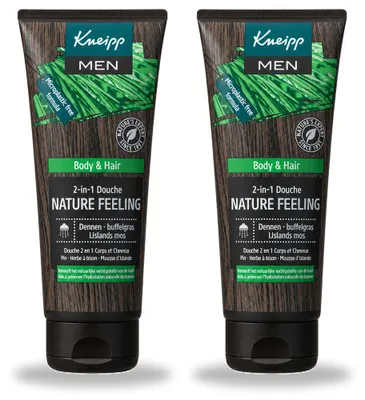 Productafbeelding van 2 x Kneipp Men 2-in-1 Douchegel Nature Feeling - 200 ml - Voordeelverpakking - 2 stuks