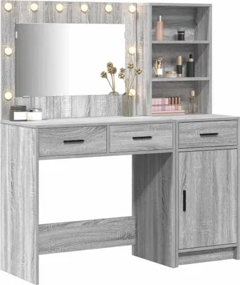 Immagine prodotto di vidaXL Comò da trucco, 2 pezzi, grigio, 78,5 x 41 x 135 cm, materiale in legno