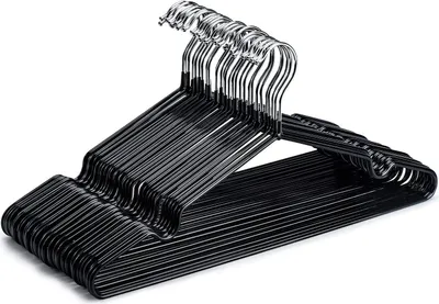 Produktbild von HOUSE DAY Metall-Kleiderbügel, Hemdenbügel, Drahtbügel, 42 cm, stark, rutschfest, platzsparend, gummiert, strapazierfähig, 40 Stück (Schwarz)