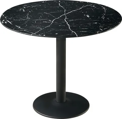Image de CasaDolce Table de salle à manger TASINI, Ø90x75 cm, noir, verre et métal, charge admissible 30 kg