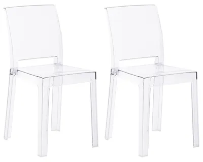 Produktbild von BELIANI Stuhlset 2 Stühle Transparent Kunststoff robuste Rückenlehne Armlos Stapelbar modernes Design