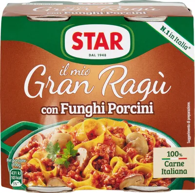 Obrázek produktu pro Gran Ragu con Funghi Porcini Star 2x180g italská omáčka na těstoviny s houbami