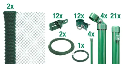 Immagine prodotto di Alberts 634841 Recinzione in rete metallica come set completo di recinzione, da inserire nel calcestruzzo, verde, altezza 125 cm, lunghezza 50 m