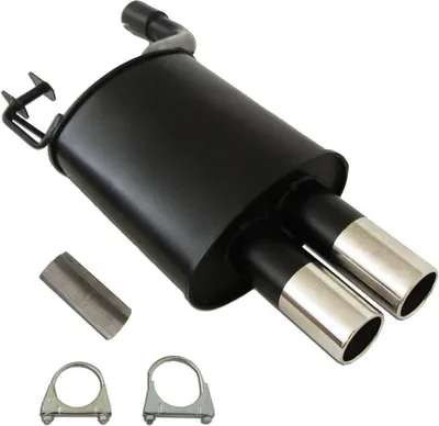 Produktbild von JOM Stahl Sportauspuff Endschalldämpfer BMW E39 2x76 rund Edelstahl Endrohr