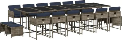 Immagine prodotto di Set da pranzo da giardino da 17 pz con Cuscini in Polyrattan Grigio
