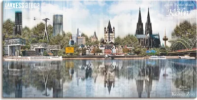 Produktbild von ARTland Leinwandbild Köln Skyline Abstrakte Collage 20 Größe: 100x50 cm