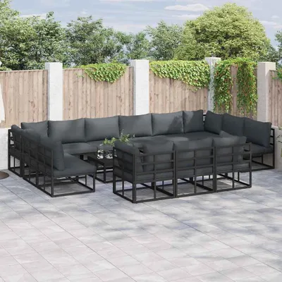 Produktbild von Maison Exclusive - Gartensofa-set mit Kissen 14 pcs Schwarz Aluminium