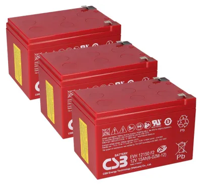 Image de Jeu de batteries pour Mach1 36V pack de batteries trottinette électrique 3X 12Volt 15Ah batterie CSB