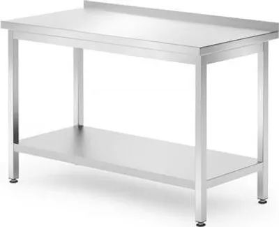 Image de HENDI Table murale avec tablette - vissée, profondeur 700 mm, Kitchen Line, 1200x700x(H)850mm